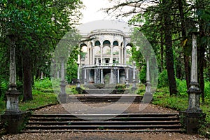 The ruins of the old Soviet sanatorium Medea, whose architecture which is basically a synthesis of Stalinist period classical