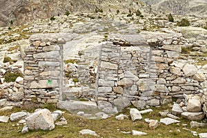 Ruins of an old stone building, Aragonese Pyrenees, Spain