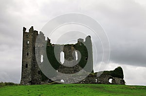 Ruins of an old stone castle in Ireland