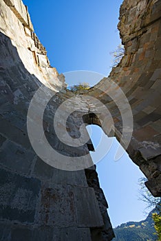 Ruins of old Tibetan Monastery and church in Cevizli village, Savsat, Artvin, Turkey