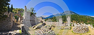 Ruins of old town in Mystras, Greece