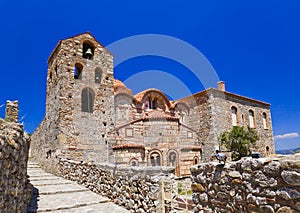 Ruins of old town in Mystras, Greece