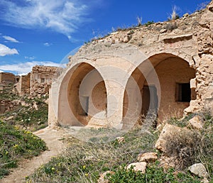Ruins of old traditional arch houses in Chavushin, Turkey