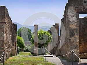 Ruins in the once buried city of Pompeii Italy