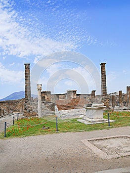 Ruins in the once buried city of Pompeii Italy