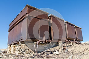 Ruins of once prosperous German mining town Kolmanskop in the Namib desert near Luderitz, Namibia, Southern Africa