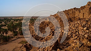 Ruins of Ouadane fortress in Sahara Mauritania