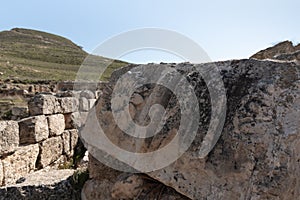 The ruins  of the outer part of the palace of King Herod - Herodion,in the Judean Desert, in Israel