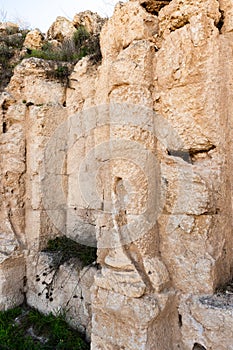 The ruins  of the outer part of the palace of King Herod - Herodion,in the Judean Desert, in Israel