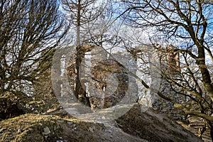 Ruins of Pajstun Castle located above the small village of Borinka