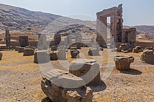 Ruins of the Palace of 100 columns in the ancient Persepolis, Ir