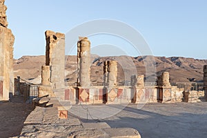 The ruins  of the palace of Herod the Great in Massada,the fortress built by Herod the Great on top of a cliff off the coast of