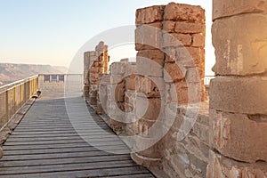 The ruins  of the palace of Herod the Great in Massada,the fortress built by Herod the Great on top of a cliff off the coast of