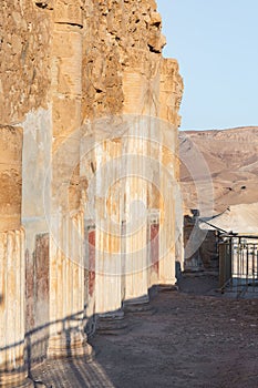 The ruins  of the palace of Herod the Great in Massada,the fortress built by Herod the Great on top of a cliff off the coast of