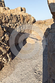 The ruins  of the palace of Herod the Great in Massada, the fortress built by Herod the Great on top of a cliff off the coast of