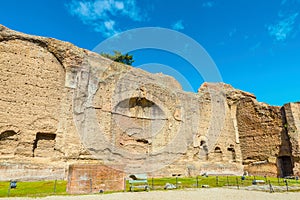 The ruins of Palestra ( or Palaestra ) in the ancient roman Baths of Caracalla ( Thermae Antoninianae ) photo