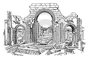 Ruins of Palmyra, vintage illustration