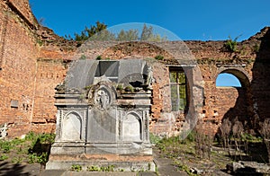 Ruins of the partially demolished 17th century St. John the Evangelist`s Church on Old Church Lane in Stanmore, Middlesex, UK