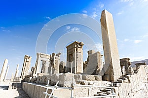 Ruins at Persepolis historical city, Shiraz, Iran. September 12, 2016