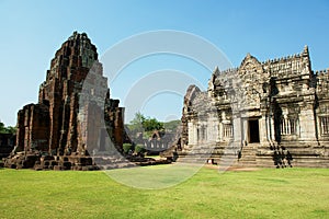 Ruins of the Phimai temple in the Phimai Historical Park in Nakhon Ratchasima, Thailand.