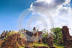 Ruins of Phnom Bakheng Temple at Angkor Wat complex