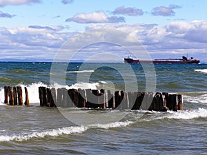 Ruins of Pier on Lake Superior photo