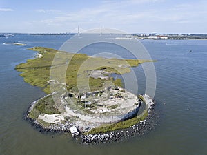 The ruins of Pinckney Castle, one of three forts in Charleston Harbor used during the American Civil War
