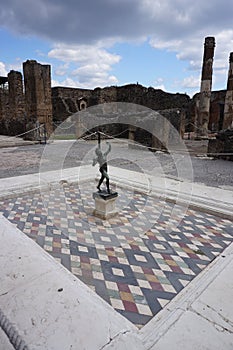 Ruins of Pompeii, Italy, detail of building