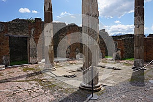 Ruins of Pompeii, Italy, detail of building