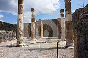 Ruins of Pompeii, Italy, detail of building