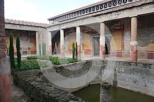 Ruins of Pompeii, Italy, detail of residential building