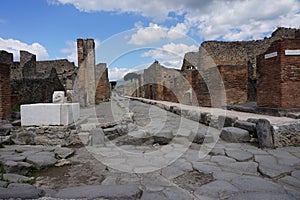 Ruins of Pompeii, Italy, detail of street