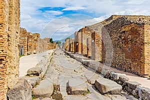 Ruins of Pompeii with stepping stones