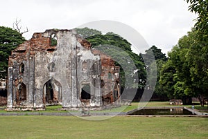 Ruins and pond