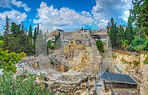 Ruins of pools of Bethesda in Jerusalem, Israel