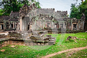 Ruins of Pra Khan Temple in Angkor Thom of Cambodia