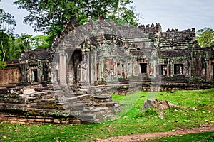 Ruins of Pra Khan Temple in Angkor Thom of Cambodia