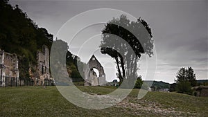 Ruins of priory of Beaumont le Roger, Normandy France, PAN