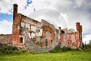 Ruins of Prussian castle Shaaken in Nekrasovo, Kaliningrad region