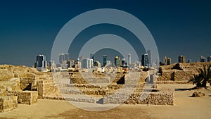 Ruins of Qalat fort and Manama, Bahrain