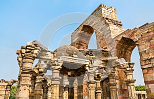 Ruins of Quwwat ul-Islam Mosque at the Qutb complex in Delhi, India photo