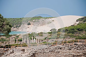 Ruins Roman of Baelo Claudia in Bolonia beach