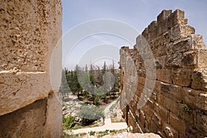 The ruins of the Roman city of Heliopolis or Baalbek in the Beqaa Valley. Baalbek, Lebanon