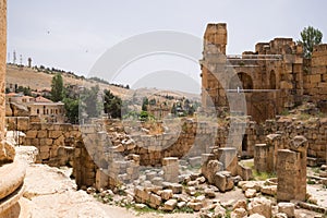 The ruins of the Roman city of Heliopolis or Baalbek in the Beqaa Valley. Baalbek, Lebanon