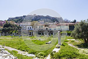 The ruins from Roman Forum and the Acropolis on background