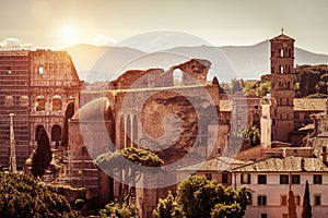 Ruins of Roman Forum and Colosseum, Rome