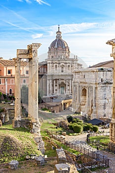 Ruins of Roman Forum in Rome, Italy