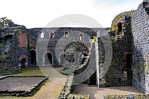 Ruins of Roman Imperial Castle - Kaiserpfalz - in Duesseldorf near River Rhine photo