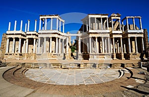 Ruins of Roman Theater in MÃÂ©rida, Spain photo