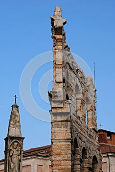 Ruins of roman villa Grottoes of Catullus in sirmione at lake garda in itlay